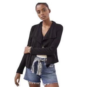 Anthropologie Marrakech Draped Black Faux Suede Moto Jacket